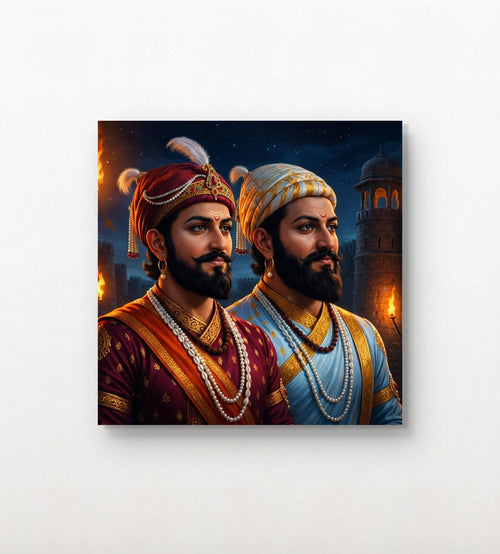 Chhatrapati Shivaji Maharaj & Chhatrapati Sambhaji Maharaj Canvas Wall Art