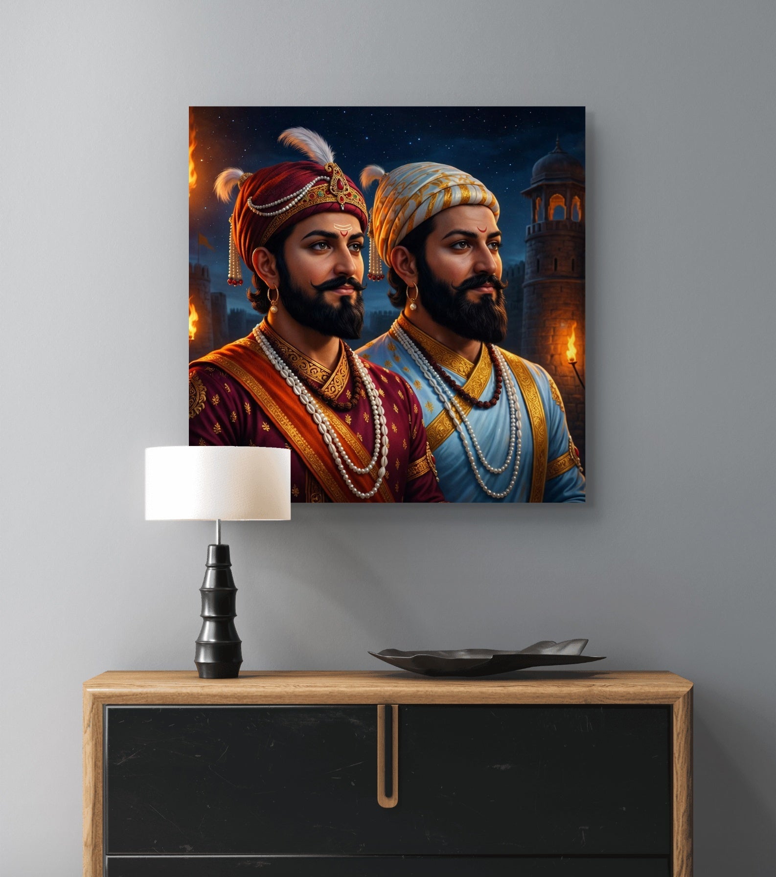 Chhatrapati Shivaji Maharaj & Chhatrapati Sambhaji Maharaj Canvas Wall Art