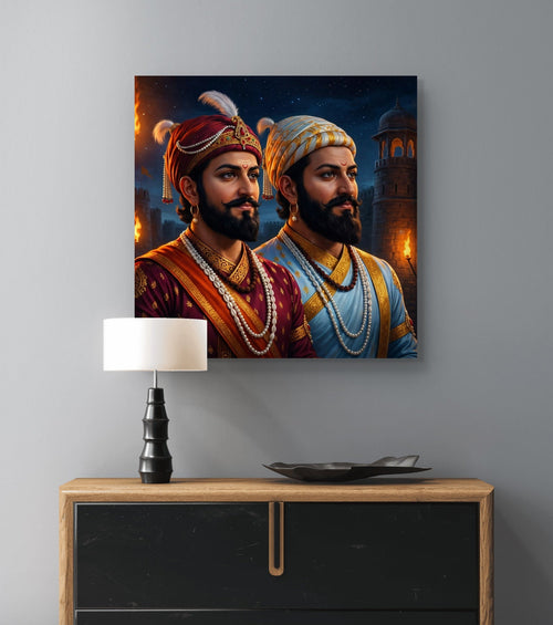 Chhatrapati Shivaji Maharaj & Chhatrapati Sambhaji Maharaj Canvas Wall Art