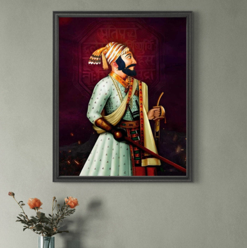 Chhatrapati Shivaji Maharaj Canvas Wall Art with Rajmudra