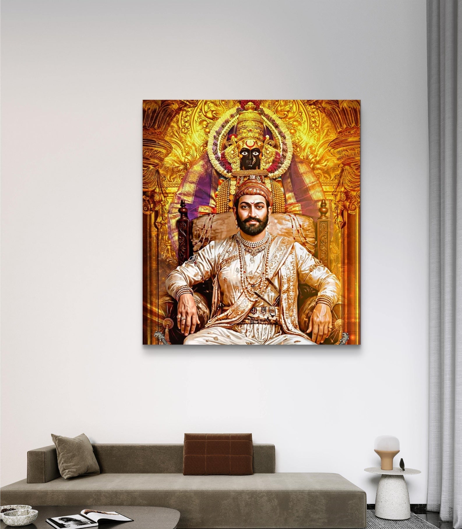 Chhatrapati Shivaji Maharaj And  Goddess Tuljabhawani Canvas Wall Art