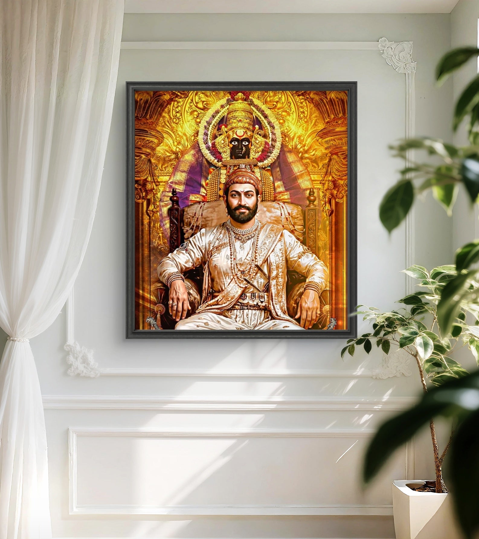 Chhatrapati Shivaji Maharaj And  Goddess Tuljabhawani Canvas Wall Art