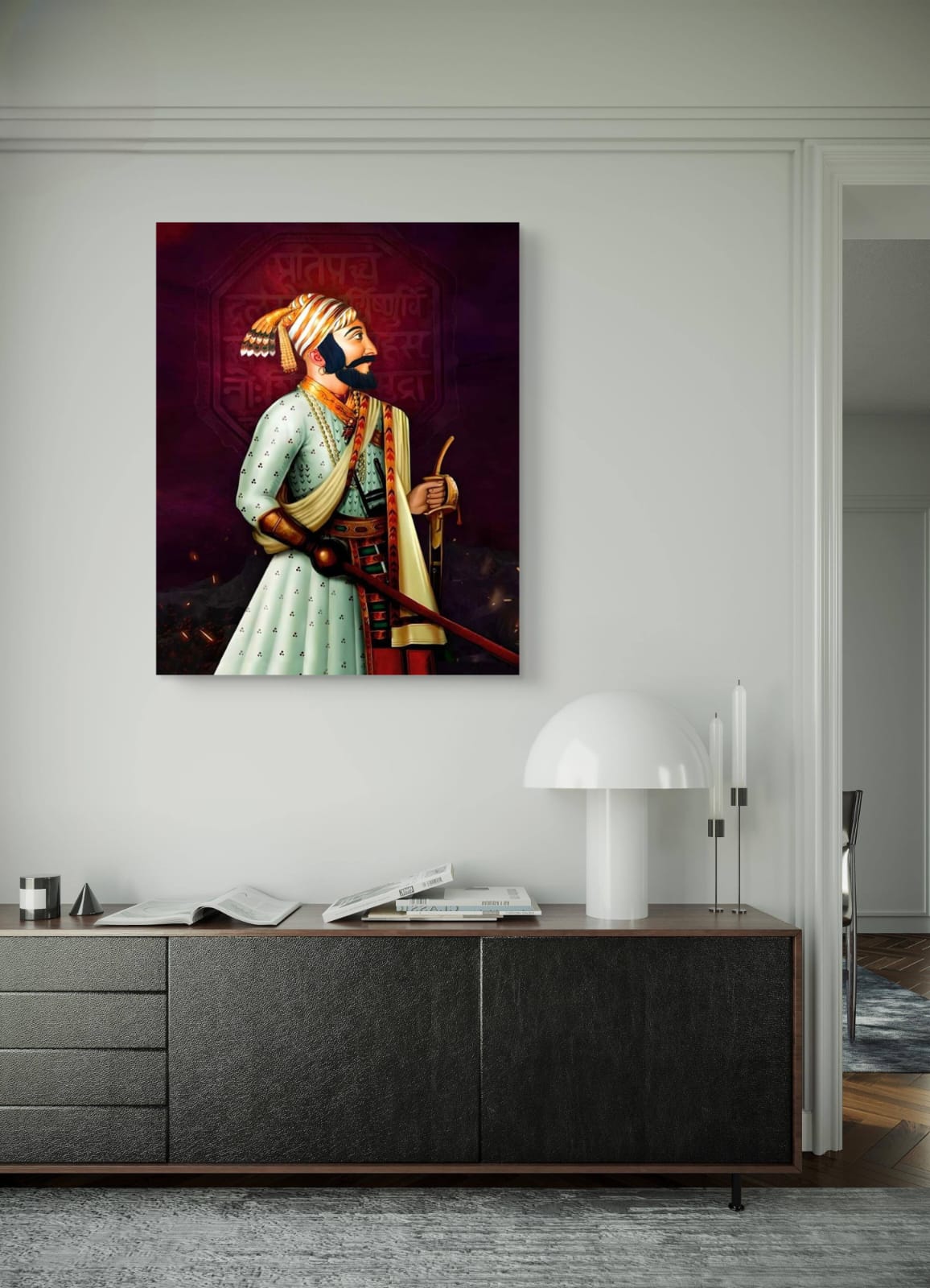 Chhatrapati Shivaji Maharaj Canvas Wall Art with Rajmudra