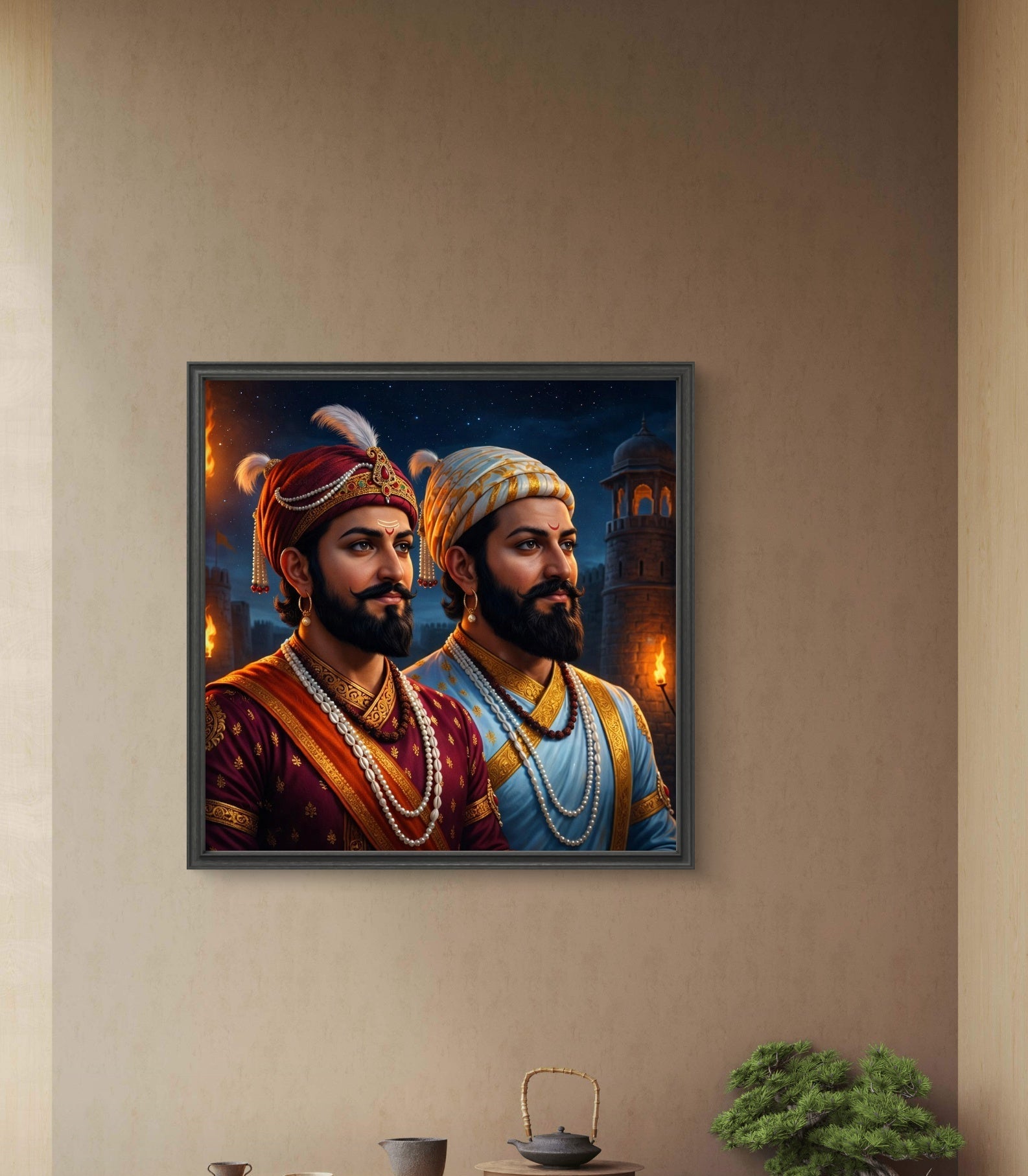 Chhatrapati Shivaji Maharaj & Chhatrapati Sambhaji Maharaj Canvas Wall Art